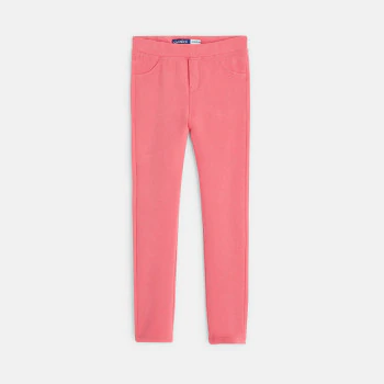 Leggings en jersey uni rose fille