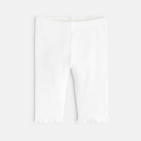 Legging corsaire maille côtelée unie blanc bébé fille Legging corsaire maille côtelée unie blanc bébé fille