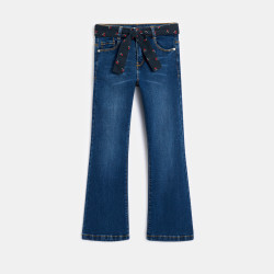 Jean flare ceinturé bleu fille