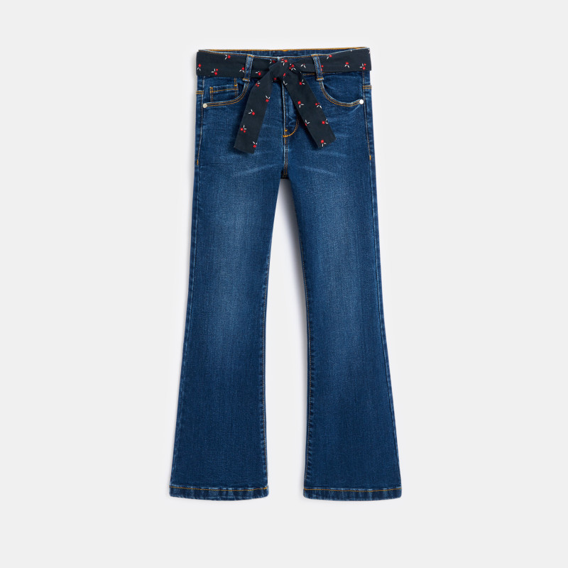 Jean flare ceinturé bleu fille Jean flare ceinturé bleu fille