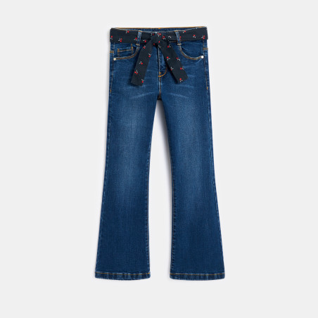 Jean flare ceinturé bleu fille Jean flare ceinturé bleu fille