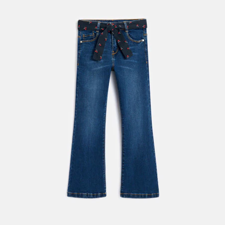 Jean flare ceinturé bleu fille