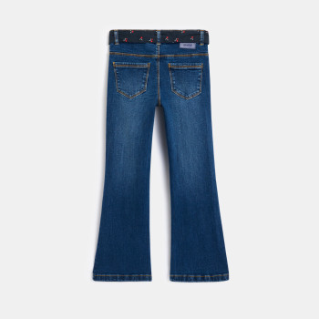 Jean flare ceinturé bleu fille