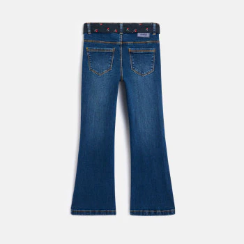 Jean flare ceinturé bleu fille