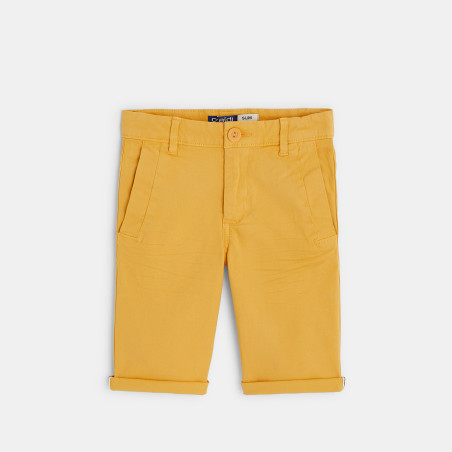 Bermuda slim en toile unie jaune garçon Bermuda slim en toile unie jaune garçon