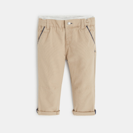 Pantalon coton fantaisie micro rayures beige bébé garçon Pantalon coton fantaisie micro rayures beige bébé garçon