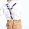 Pantalon coton fantaisie à bretelles clipsées marron bébé garçon Pantalon coton fantaisie à bretelles clipsées marron bébé garçon