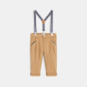 Pantalon coton fantaisie à bretelles clipsées marron bébé garçon Pantalon coton fantaisie à bretelles clipsées marron bébé garçon