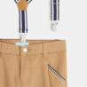 Pantalon coton fantaisie à bretelles clipsées marron bébé garçon Pantalon coton fantaisie à bretelles clipsées marron bébé garçon
