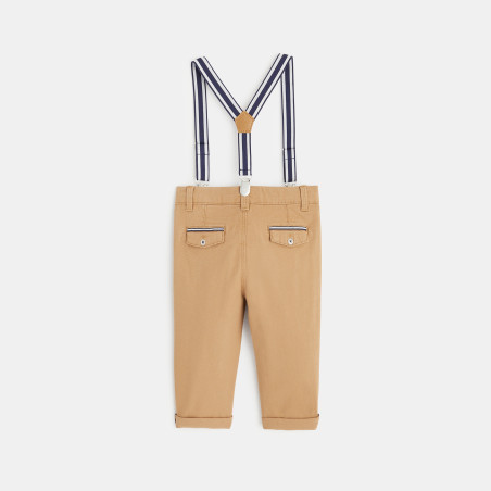 Pantalon coton fantaisie à bretelles clipsées marron bébé garçon Pantalon coton fantaisie à bretelles clipsées marron bébé garçon