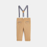 Pantalon coton fantaisie à bretelles clipsées marron bébé garçon Pantalon coton fantaisie à bretelles clipsées marron bébé garçon