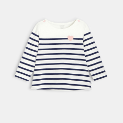 T-shirt marinière rayé coton bio bleu bébé fille