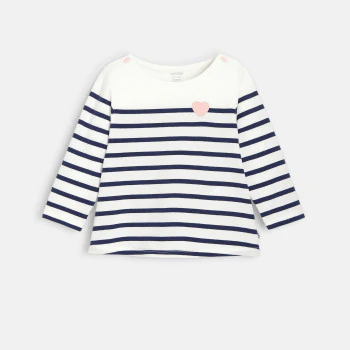 T-shirt marinière rayé coton bio bleu bébé fille