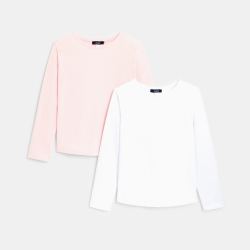 T-shirt basique (lot de 2) blanc fille