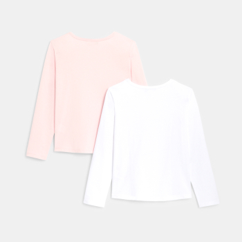 T-shirt basique (lot de 2) blanc fille