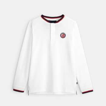 T-shirt manches longues à écusson blanc garçon