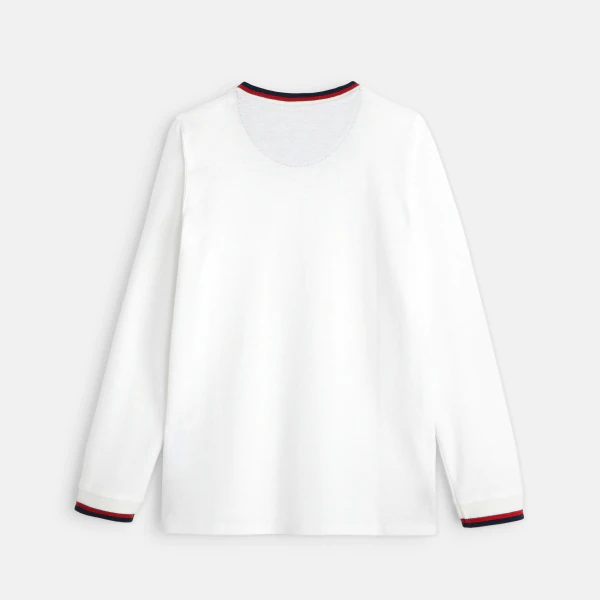 T-shirt manches longues à écusson blanc garçon