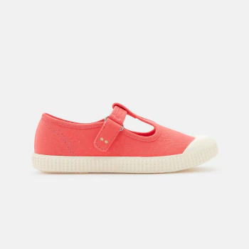 T-strap canvas ballet flats