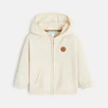 Gilet zippé maille à capuche blanc bébé garçon