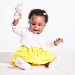 Gilet boléro court maille tricot blanc bébé fille