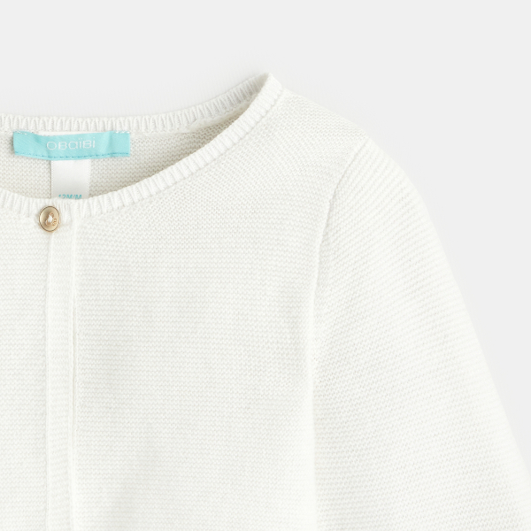 Gilet boléro court maille tricot blanc bébé fille Gilet boléro court maille tricot blanc bébé fille