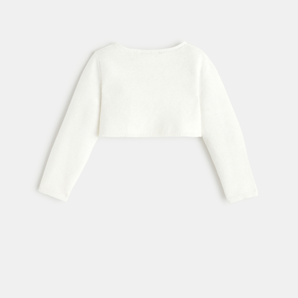 Gilet boléro court maille tricot blanc bébé fille Gilet boléro court maille tricot blanc bébé fille