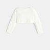 Baby girl's short white knitted bolero cardigan Baby girl's short white knitted bolero cardigan