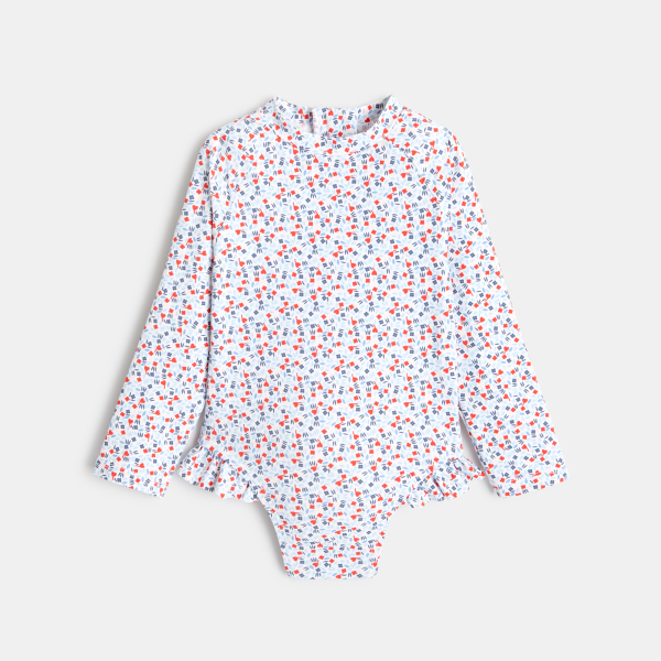 Combi de bain fleurie rouge bébé fille Combi de bain fleurie rouge bébé fille