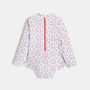 Combi de bain fleurie rouge bébé fille
