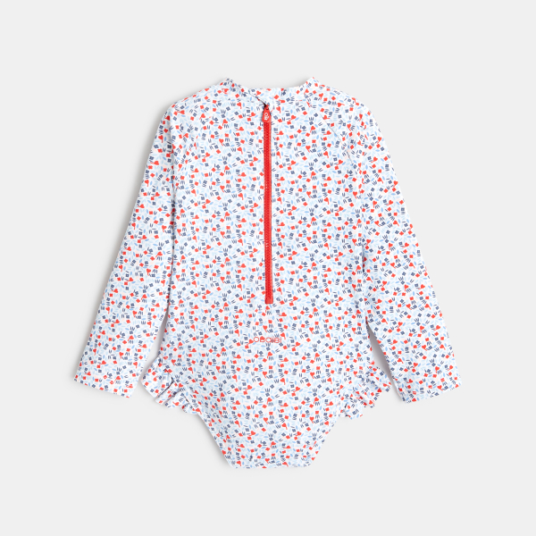 Combi de bain fleurie rouge bébé fille Combi de bain fleurie rouge bébé fille