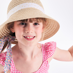 Chapeau de soleil forme cloche beige fille