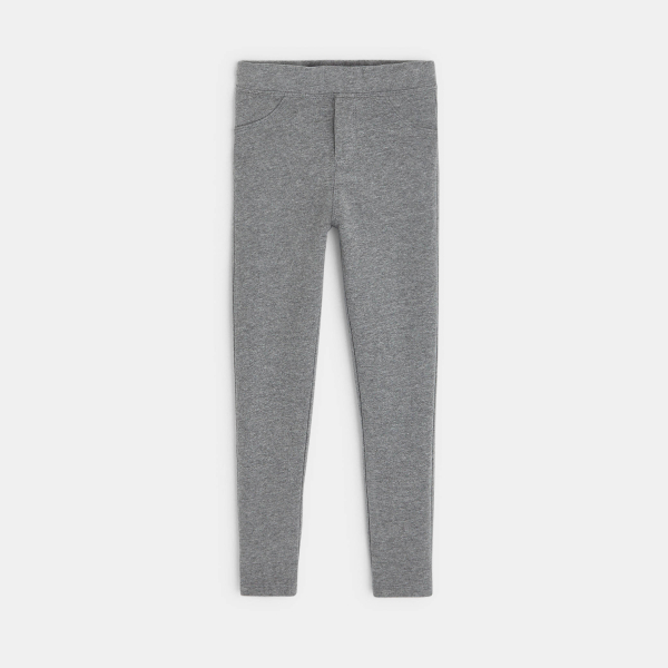 Leggings en jersey uni gris fille Leggings en jersey uni gris fille