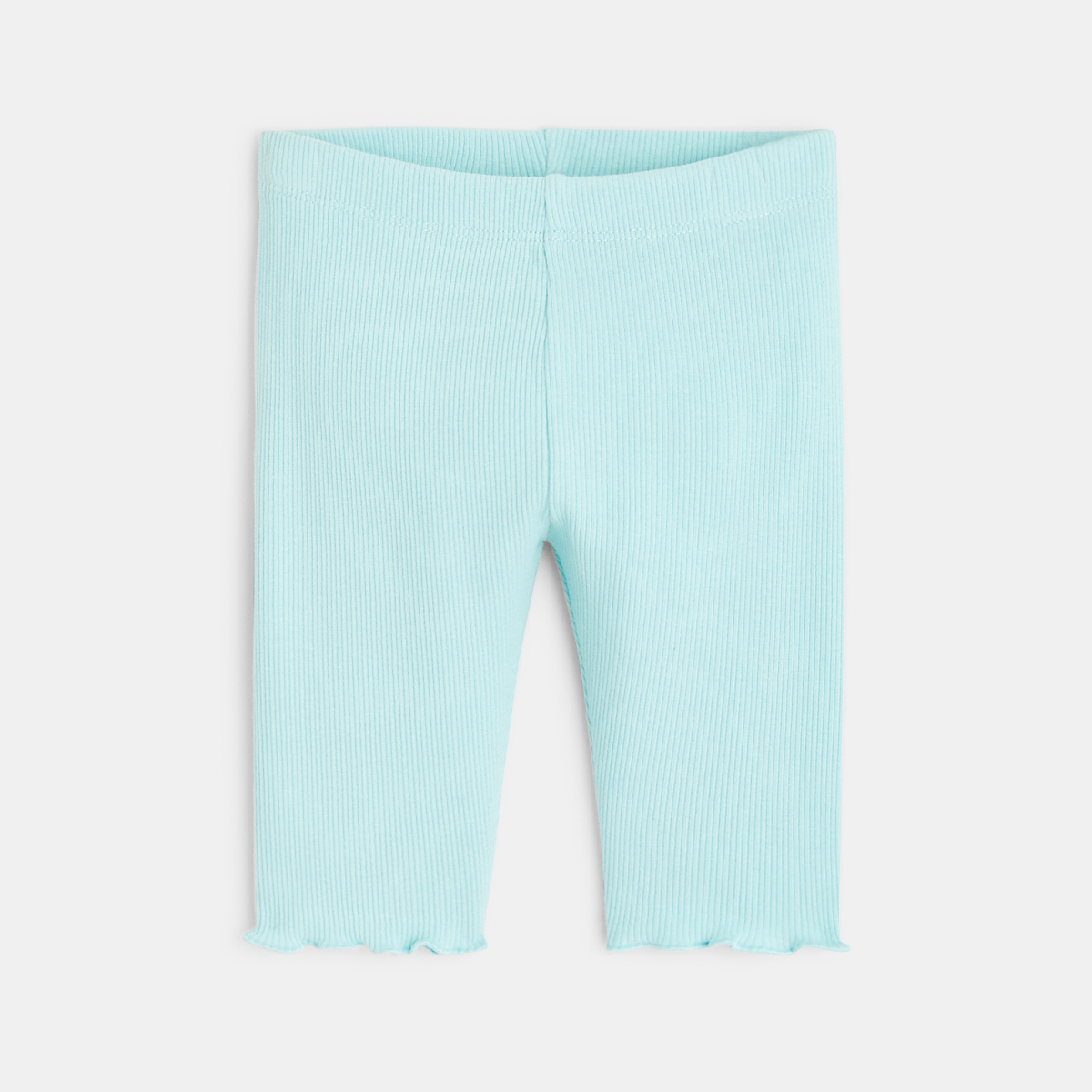 Legging corsaire maille côtelée unie bleu bébé fille Legging corsaire maille côtelée unie bleu bébé fille