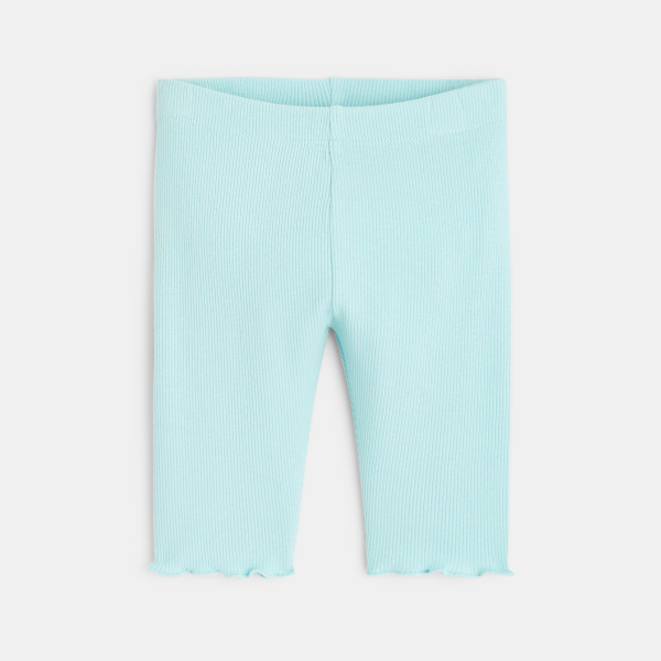 Legging corsaire maille côtelée unie bleu bébé fille Legging corsaire maille côtelée unie bleu bébé fille