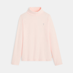 T-shirt col roulé rose fille