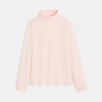 T-shirt col roulé rose fille