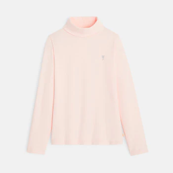 T-shirt col roulé rose fille