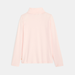 T-shirt col roulé rose fille