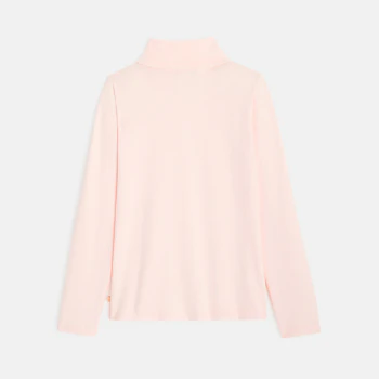 T-shirt col roulé rose fille