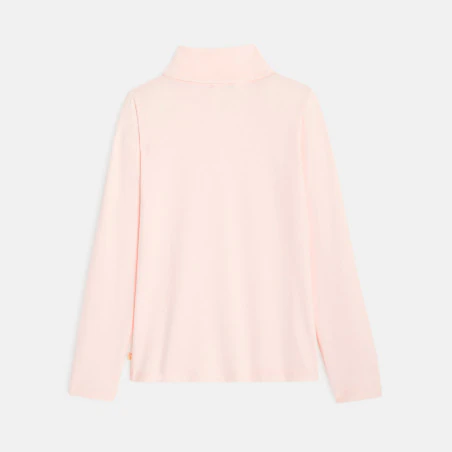 T-shirt col roulé rose fille