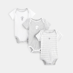 Body manches courtes col US (par 3) blanc naissance