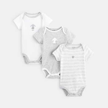 Body manches courtes col US (par 3) blanc naissance