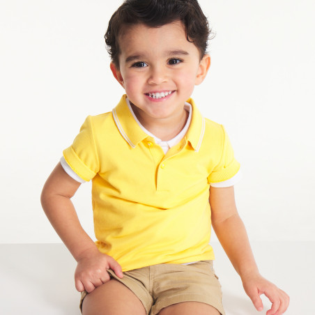 Polo maille piquée uni jaune bébé garçon Polo maille piquée uni jaune bébé garçon