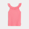 Plain-coloured tank top with ruffled collar