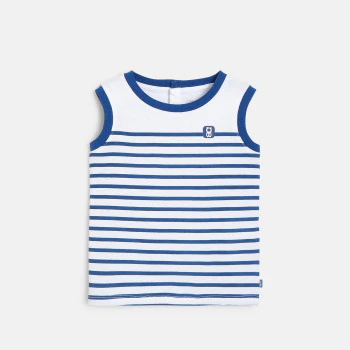 Débardeur jersey rayé bleu bébé garçon