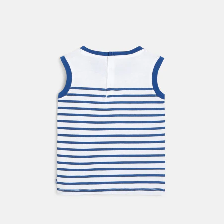 Débardeur jersey rayé bleu bébé garçon