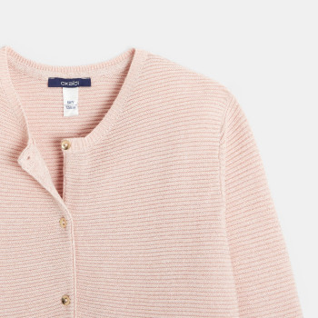 Ottoman ribbed buttoned cardigan