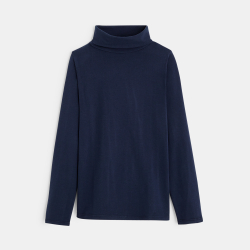 T-shirt col roulé manches longues bleu garçon