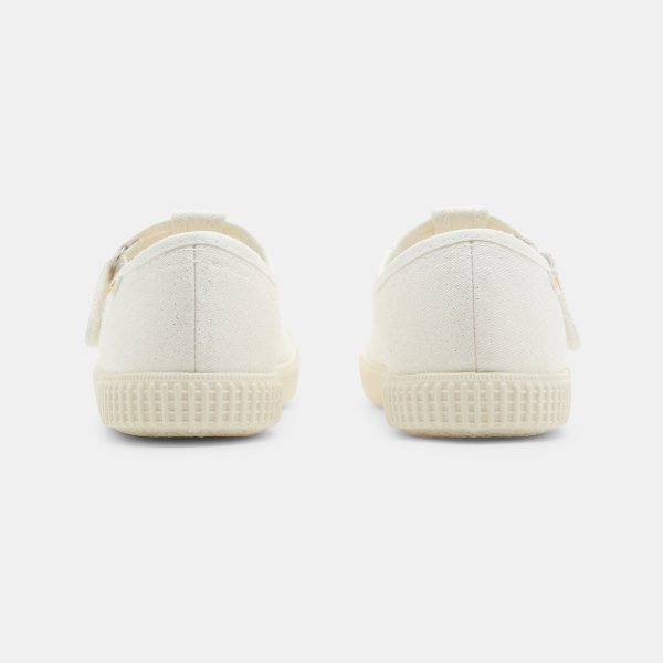 Ballerines toile forme salomé blanches fille Ballerines toile forme salomé blanches fille