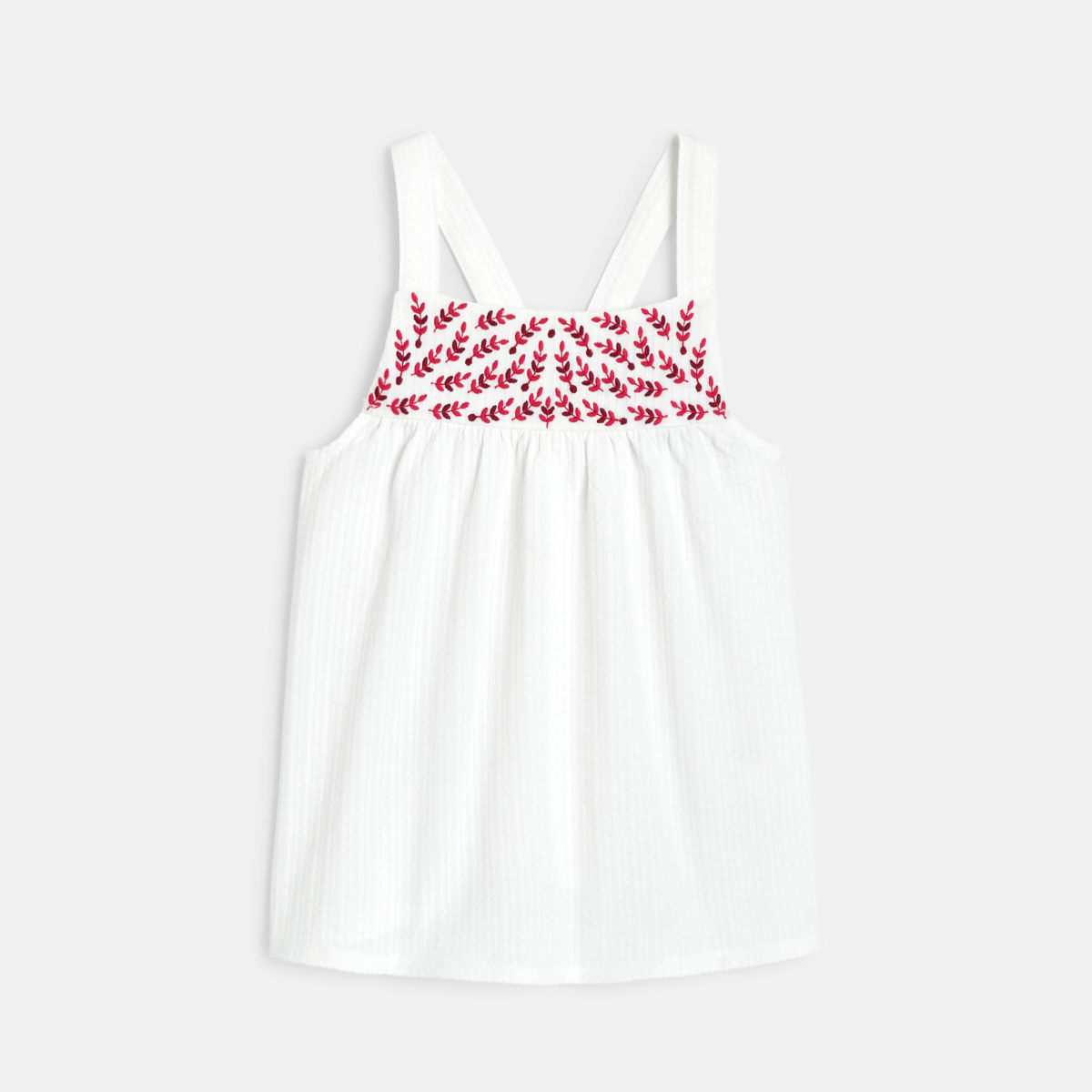 Débardeur brodé à bretelles rose fille Débardeur brodé à bretelles rose fille